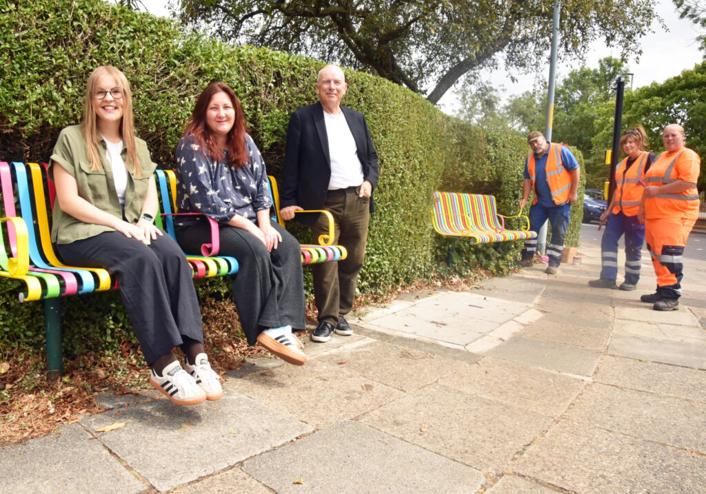 Buddy benches near Roman Road and Cambridge Road